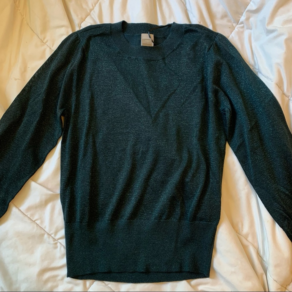 dark green/blue H&M top with a little shimmer